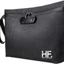 Secure Money Travel Bag with Zipper, Multiple Pockets and Combination Lock Close (Black)