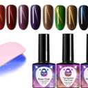 OUL'ISI 14pcs Gel Nail Polish Kit, Popular Bright Nail Art Solid Sparkle Glitters Colors Manicure with UV LED Nail Lamp, Base Coat Top Coat and Matte Coat Home DIY Nail Art Design (Realistic)