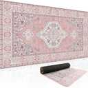 Baziabbo Pink Desk Mat,XXL Extended Large Mouse Pad,Gaming Mousepad with Stitched Edge,Non-Slip Rubber Base Keyboard Desk Pad for Home Office Study Game (Pink), 35.4L x 15.7W inches