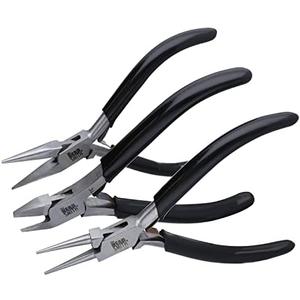 The Beadsmith Precision Series Pliers Set – 3-Piece Kit: Chain Nose, Round Nose and Flush Cutter with Tungsten Carbide Blades – Make Bracelets, Necklaces & Earrings – Tools for Jewelry Making