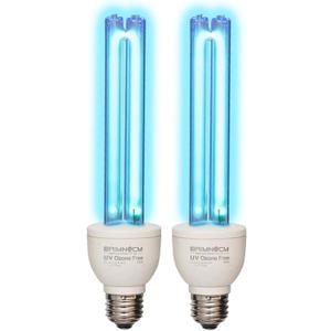 BAIMNOCM 2 Pack UVC Light Bulb Ozone Free, UV Lamp 25 Watt, 254nm Weavelength UV-C lamp for Basement E26 Base 2 Count