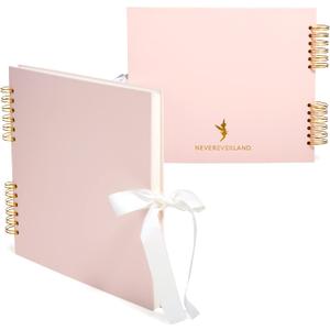 Never Ever Land Scrapbook Album  12x10 Pink Scrap Book. Scrapbooking Supplies, Memory Book, Wedding Guest Book, Photo Album, Baby Shower Gifts, Valentines, Engagement Gifts