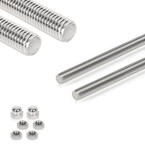 2 Pcs 304 Stainless Steel M6 Fully Threaded Rod,14"(360mm) Long Threaded Rod,Right Hand Threadswith Nuts (2, M6x360mm)