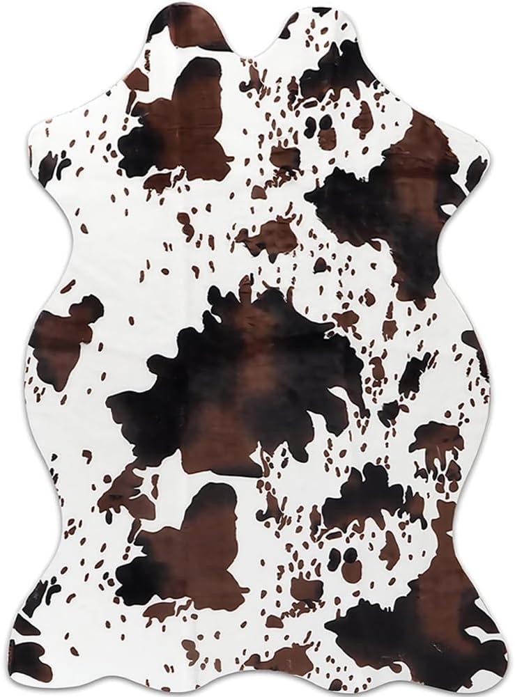 Cow Print Rug - 3.6x2.5 Feet Cow Hide Rugs Faux Cowhide Rug Cute Area Rug Fun Western Room Decor Cow Rugs for Living Room Bedroom Non-Slip Brown(43 inches x 29 inches)