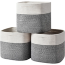 3 Pack Storage Cubes 11 Inch Cotton Rope Woven Baskets for Organizing Cube Bin Square Shelves Organizer,Classroom,Kids Toy Bins,Closet,Baby Nursery(Grey)