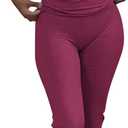 ZFLM Casual Workout Two Piece Outfits for Women Short Sleeve Crop High Waist Foldover Flare Pants Tracksuit Sets Streetwear (X-Small, Angola Red)