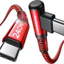 AINOPE 240W Long USB C Cable 10 ft USB C Cable Fast Charging Type C Charger Right Angle Fit iPhone 16 15 Pro MacBook Max iPad Samsung 25 10FT Red