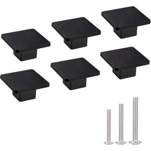 1.57 inch Square knobs Cabinet Black Matte Black knobs for Bathroom Cabinet sblack Drawer 6-Pack