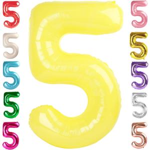 Balloon Numbers 40 Inch 5 Ballon for 5th Birthday Decorations, 15 25 35 50 Big Yellow Number Balloons for Wedding Photo Shoot Party Decor
