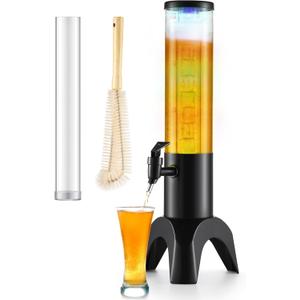 Drink Tower, 1.5L Mimosa Tower Dispenser With Ice Tube and Led Light, Tabletop Beer Dispenser 1.58 Qt./50oz, Ideal for Parties Bars Pubs Restaurants