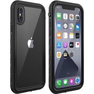 Diverbox for iPhone X/XS Waterproof Case - Full Body Shockproof Cover with Built-in Screen Protector, 5.8 Inch (Black/Clear)