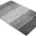 Luxury Soft Bathroom Rugs Door Mat, Non Slip Washable Plush Bath Floor Mats, Microfiber Shaggy Absorbent Striped Bath Carpet for Tub, Bathroom and Shower, 16.14inx24.02in (Gray Gradient)