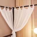 Akiky White Canopy Bed Curtains 4 Corner Bed Canopies Voile Sheer Canopy Curtains Panel 8 Drapery Panel Curtain for All Bed Sizes