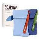ZOMCHI 2 Pieces Soap Bags for Soap Bars with Different Roughness, Exfoliating Soap Saver Bags, Soap Pouch for Body Wash (Blue)