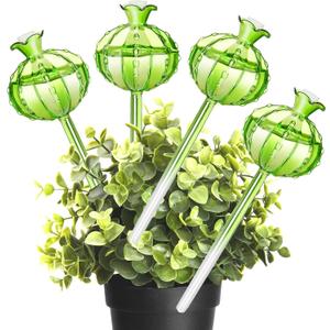 4 Pack Self Watering Planter Insert,Plant Watering Devices Plant Watering Globes for Indoor Plants,Easy Plants Live Houseplants Self Watering Plant Accessories Indoor Items for Plant Lovers - Green