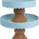 Boston International Cake Stand Set  Scalloped Pedestal Stands for Cakes, Desserts, Cupcakes & Pies for Weddings, Parties & Special Occasions, Set of 2, Sky Blue