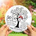 8" 50th Anniversary Slate Stone with Stand, Happy Golden 50th Wedding Anniversary Set for Parents with Ornament and Card, 50 Years of Love and Marriage Keepsake, Gifts for Couple, Husband, Wife