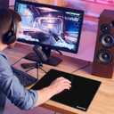 Glass Mousepad with Hard Surface for Gaming, Ultra Smooth Mouse Mat, Water-Resistant Large Mouse Pad Precision Speed Control for Esport Games/Office, Black XL(15.719.6)