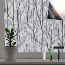 Leaf Pattern Window Tint with Installation Tools, Blackout Window Cover, Sun Blocking Window Tint for Home (Full Blackout Opaque, 35.4'' x 78.7'')