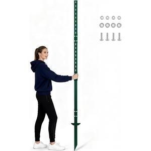 8 Ft Sign Post, Metal Sign Stake for Ground, Heavy Duty Signs Holder with Holes for Easy Assembly, Rust-Resistant and Durable DIY Yard Stake for Outside (Green)