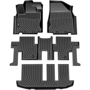 VIWIK Floor Mats Fit for Nissan Pathfinder 7 Seat 2013-2020 / QX60/ 2013 JX35 2014-2020, Car Mats All Weather Custom Floor Liners Full Set Include 1st 2nd 3rd Row, Automotive Floor Mats TPE Black