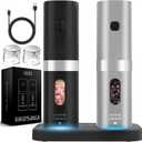 Home Hero Electric Salt and Pepper Grinder Set - Automatic Salt and Pepper Grinder Set Rechargeable. Electronic Salt and Pepper Shakers with LED Light, Electric Pepper & Salt Grinder, Set of 2 (Silver & Black)