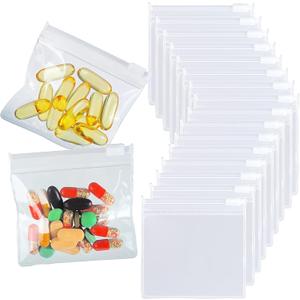 18 Pack Pill Pouch Bags - BPA Free, Transparent, 3 x 2.75 Inch, Reusable, Zipper Pill Pouches for Travel, Medicine, Jewelry, Small Craft Pieces