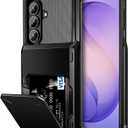 Vofolen for Samsung Galaxy S26 Plus Case Wallet with Card Holder 4-Card Slots Dual Layer Heavy Duty Shockproof Drop Protection Hard PC Soft TPU Hidden Flip Pocket Phone Cover for Women Men, Black