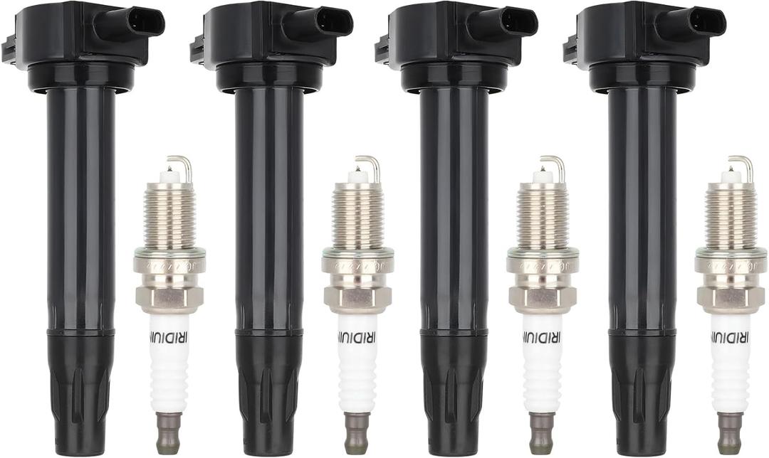 ECCPP UF-557 4 ignition coils with 4 iridium Spark Plugs for Dodge for Jeep Caliber Patriot Compass 1.8L 2.0L 2.4L IC637 UF557 C1587