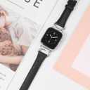 Minyee Leather Bands Compatible with Apple Watch Band 38/40/41/42/44/45/46/49mm Women, Slim Thin Dressy Designer Strap with C-Shape Metal Buckle for iWatch Series 11 10 9 8 7 6 5 4 SE/Ultra 3 2 1