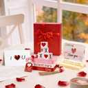 Perfect Valentines Day Table Decorations, Wood Stack with XOXO Signs Set (Gift Card, Box and Bag), Valentine's Day Decor for Home Room Office Fireplace Kitchen Shelf Desk Centerpiece Tiered Tray