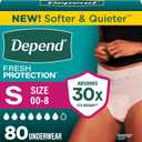 Depend Fresh Protection Adult Diapers, Incontinence Underwear for Women, Disposable, Maximum, Small, Blush, 80 Count (2 Packs of 40)