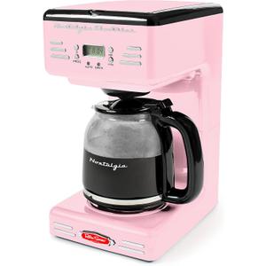 Nostalgia Retro 12-Cup Programmable Coffee Maker With LED Display, Automatic Shut-Off & Keep Warm, Pause-And-Serve Function, Pink
