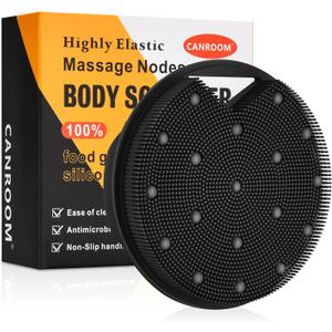 2 x Silicone Body Scrubber for Men Women - Anti Zinc Infused-Exfoliating Body Wash Scrubber,Heavy nodes Deeply Relieve,Vascular plaques,Lymphatic Drainage,Blood Circulation- Black