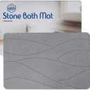 Diatomaceous Earth Stone Bath Mat - Large Non-Slip Shower Mat with Quick-Drying, Super Absorbent Surface - Natural Gray Bathroom Floor Mat, Easy to Clean (23.615.4 inches) (Dark Grey, Large) (1'3" x 1'11" (Rectangular))