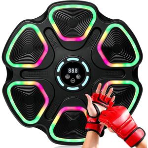 OurStarry Smart Music Boxing Machine for Adults and Kids, Wall Mounted Punching Trainer with Boxing Gloves, LED Electronic Target, 9 Modes and 9 Speeds, Home Gym Workout Equipment, 15.0 x 14.2 x 1.7"