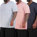 Real Essentials 3 Pack: Mens Big & Tall V-Neck Short-Sleeve Tech Stretch Dry-Fit T-Shirt (3X)