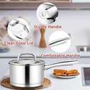 E-far 1 Quart Saucepan with Lid, Stainless Steel Small Sauce Pan Boiling Pot for Cooking, Compatible with All Stoves, Healthy & Non Toxic, Oven & Dishwasher Safe