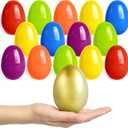 SpringFlower 3.5 Unfilled Easter Eggs, 36 pcs Colorful Egg Plus 1 Golden Egg, Empty Plastic Eggs Fillable with Candy, Treats, Presents for Toy Basket,Easter Decorations, Toy Egg Basket,Boys & Girls