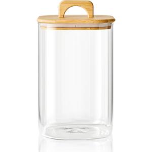 Sweejar 4 qt Large Jars with Bamboo Lids, 1 Gallon Glass Candy Jar with Lid, Sugar/Flour Storage Containers, 128 oz Big Glass Canisters with Airtight Lid, 1 Pack