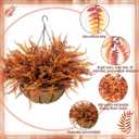 Fall Hanging Basket Artificial Boston Ferns Fall Porch Decor Outdoor Artificial Flowers 8 Bundle Faux Fern Plant Fake Silk Greenery Flower UV Resistant Realistic Shrub Bushes Autumn Home Table Decor