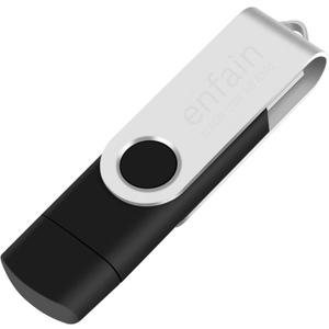 128GB Dual USB Type-C & USB 3.0 Flash Drive  Swivel Design, High-Speed, Portable Memory Stick for Phones, Laptops & PCs (Black, 1 Pack)