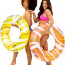 Monsoon [Citrus] 2-Pack Luxury Pool Floats Swimming Float Beach Tube Floaties Ring Tubes (ORANGE YELLOW)