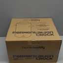 HomeBuddy Ivory Fermentation Crock (1 Gallon) with Weights, Acacia Wood Pounder and Recipie Book - Sauerkraut Fermentation Kit, Onggi Kimchi Jar, Fermenting Crock for Pickling or Sourdough