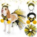 3 Pcs New Year Dog Costume Set Including Wine Glass Headband Happy New Year Dog Tutu Dress Cute Pet Tutu Gold and Black Star Pet Scarf for Medium Animal Holiday Outfit Accessory