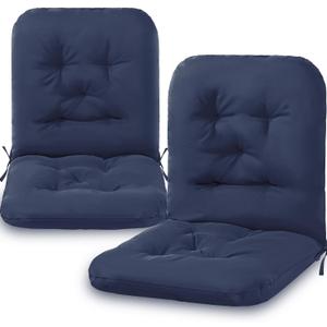 Chunful Back Chair Cushion Outdoor Indoor Tufted Seat/Back Patio Seating Cushions Waterproof Weather Resistant Patio Rocking Pads for Outdoor(Navy Blue,2 Pcs)