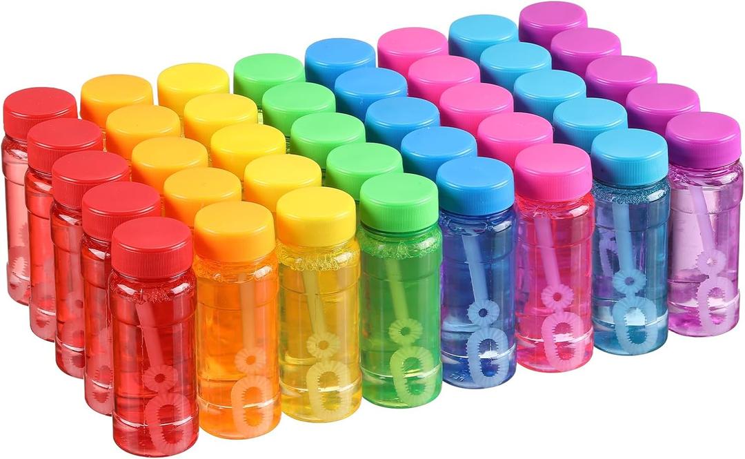novelinks 40 Pack 2oz Bubble Bottle Bulk for Kids - 2oz Blow Bubbles Solution Novelty Summer Toy - Activity Party Favor Assorted Colors Set (40 Pack 2OZ Bottle)