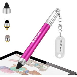 Stylus Pen for iPhone, Universal Capacitive Stylist Pens for Touch Screens with Magnetic Cap, Kids Stylus Pens Pencil for Ipad iPhone Mini Pro Air Chromebook Kindle Samsung - Pink