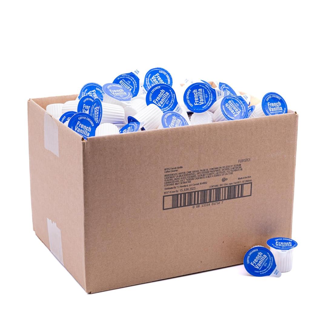 Heartland Non Dairy Liquid Coffee Creamer, French Vanilla, 200 Single Serve Cups, Shelf Stable, No Refrigeration (1 Fl Oz (Pack of 1))