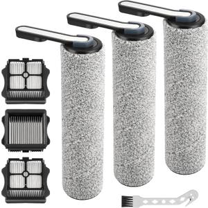 HEPA Filters & Replacement Parts Kit Brush Rollers Compatible Parts Accessories Kit For Tineco Floor ONE S5/Floor One S5 Pro 2 Wet Dry Vacuum Cleaner, Inclue 3 Vacuum Filter, 3 Brush Rollers
